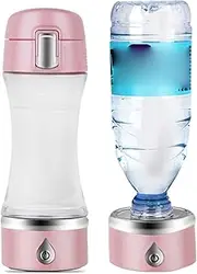 Hydrogen Water Generator 2-in-1 Hydrogen Water Bottle Portable Hydrogen Water Ionizer Machine 3 Minutes Make Electrolytic Hydrogen Content Up to 1200-1600 PPB for Home Travel 380 ML(Pink)