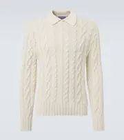 [Ralph Lauren Purple Label] Ralph Lauren Purple Label Cable-knit cotton-blend sweater AU 99 beige