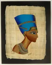 Matted Papyrus Painting From Egyptian Art Caravan Queen Nefertiti