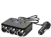 Car Splitter Adapter | 12V-24V Car Charging Phone Adapter | Plug and Play Automotive Electronics 3-Socket Separate Control for Pickup, Caravan, Truck