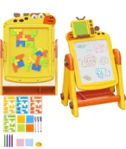 Easel for Kids, Kid Art Easel, Toddler Easel White Board, Building Blocks Tetris