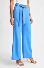 Isaac Mizrahi New York Cady Wide Leg Pants with Tie Waist in French Blue at Nordstrom, Size 4