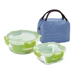 贈品-WHIRLPOOL SNAPWARE 康寧可拆扣玻璃保鮮盒三件組含保溫袋