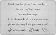 FALOGI Thank You Dad Gifts, I Love You Dad Engraved Wallet Card, Daddy Fathers Day