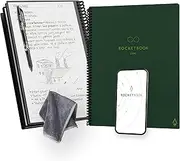 Rocketbook New Core Reusable Spiral Notebook, Letter Size 8.5x11, Green - Lined Pages, App-Connected, Erasable, Durable Cover, Ideal for School, Work, and Creative Projects