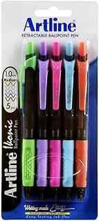 Artline, IK840742, Ikonic Retractable Ballpoint Pen, 1mm, Assorted Colours, 5 Pack