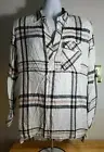 NWT Krazy Kat Women's White Brown and Black Plaid Medium Vneck Shirt