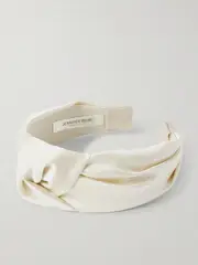 [Jennifer Behr] Jennifer Behr - Samaya Knotted Hammered Silk-satin Headband - Cream - One size One size Cream