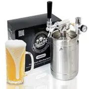 NutriChef 64oz Stainless Steel Growler Tap Pressurized Beer Mini Keg System