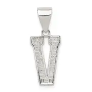 Sterling Silver Rhodium-Plated Letter V Initial Pendant