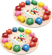 Milisten Wooden Boys and Girls Clock Toy Learning Clock Puzzle Educational Time Teaching Toy for Early Education