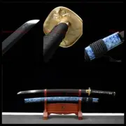 Full Tang T10 Steel Clay Tempered Japanese Samurai Sword Choji Hamon Katana Blue