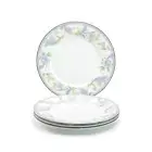 Grace Teaware Set of 4 Lotus Garden Bone China with Metal Trim 8.25" Salad Plate