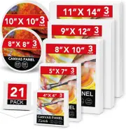 Premium Canvas Boards Set - 21 Blank Panels for Oil, Acrylic, and Watercolor