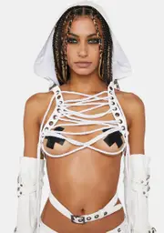 [DARKER WAVS] Compression Lace-Up Backpack Hoodie