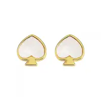 在飛比找Yahoo奇摩購物中心優惠-Kate Spade 黑桃LOGO設計珍珠母貝鑲飾金屬穿式耳