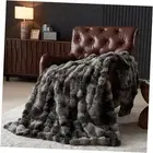 Fluffy Faux Fur Throw Blanket for Couch Bed Throw-50" x 60" Tie-dye Dark Grey