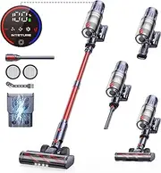 [INTETURE] Cordless Vacuum Cleaner 45KPa/550W Self-Standing Powerful Stick Vacuum with 60 Min/1.6L,Wall-mounted Charging,Touch Screen Upright Vacuum for Hardwood Floor/Carpet/Pet Hair/Car Vacuum Cleaner