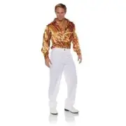 UNDERWRAPS Men's Retro Disco Costume Shirt-Multicolor Swirls, Orange, One Size