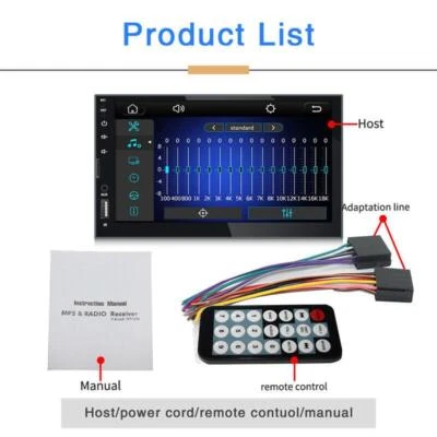 Car Stereo 7" Double Din Radio Audio Player Bluetooth USB/TF card/EQ/FM Carplay (for: Fiat)