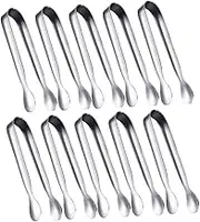WATIIFUFU 10Pcs Stainless Steel Ice Cube Tongs Food Grade Sugar Cube Clamps for Cocktails Iced Easy to Clean with Mirror Polishing Versatile Kitchen Supplies