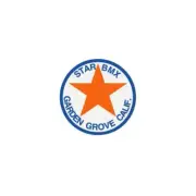 Star Products - ROUND BMX blue orange on clear decal - old school bmx