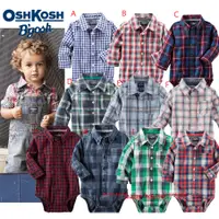 在飛比找蝦皮購物優惠-美國OshKosh 經典必備款格紋系長袖連身包屁襯衫