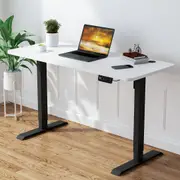 Advwin Electric Standing Desk Adjustable Height Sit Stand up Desk 120cm White Splice Board Table Top+Black Frame