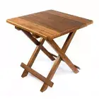19 Brown Solid Square Teak Folding Indoor Outdoor End Table