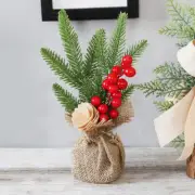 NNEDSZ Mini Christmas Pine Tree Decoration - 10.24 Inches Tall with Red Berries