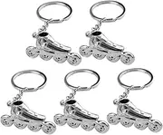 5pcs Creative Roller Skateboard Pendants Skate Charm Key Chain Roller Skate Ring Key Chain Accessories Bag Charms Keychain for Backpack Zinc Alloy Silver