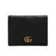 【GUCCI 古馳】GG Marmont 經典金屬雙G 卡夾 皮夾 短夾 零錢包 黑色 466492