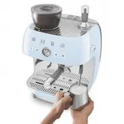 Smeg 50's Style Espresso Machine With Built In Grinder Pastel Blue