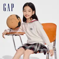 在飛比找蝦皮商城優惠-Gap 女童裝 Logo翻領大學T-白色(890212)