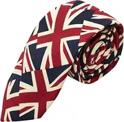 [King & Priory] Union Jack Skinny Tie, Mens Neck Tie, Great Britain Tie
