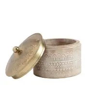 [Willow & Silk] Hand Carved Wooden Trinket Box in White/Gold