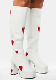 [Lamoda] Wide Calf White Jam Tarts Platform Boots