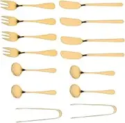 CATIEBYE Butter Cheese Knife Set 14pc Cheese Spatula Charcuterie Forks Stainless Steel Dinnerware Sets Serving Utensil