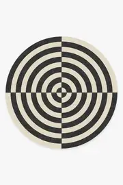 245' Round | Machine Washable Runner Rug | Kid & Pet Friendly | Indoor Rug | Jonathan Adler Op Art Charcoal Rug | Ruggable