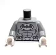 Lego - Minifigure Torso - Batman - Grey / Gray, White Gloves, Belt, Muscles