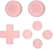 NANANINO Switch Pro Controller Button Set, Silicone Cross D-Pad Button Cover Set Joystick Cover - ABXY Button Stickers, Button Set Compatible with Nintendo Switch Pro Controller - Pink