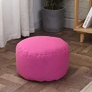 2 Pack Pouf Ottoman,Solid Color Footstool Bean Bag Floor Chair Comfortable Foot Rest Pouffe Removable for Living Room Bedroom Kids Room Nursery -Rose Red 35x22cm(14x9inch)