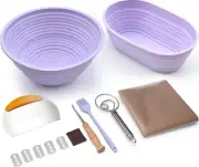 Sourdough Bread Baking Supplies, 9 Inch Round and 10 Oval Silicone Banneton for