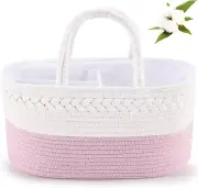 Diaper Caddy Organizer - Cotton Rope Nursery Storage Basket for Baby Essentials,