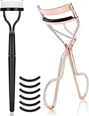TPPICK Eyelash Curler Kit Metal Lash Curlers with Mascara Applicator Eyelashes Separator Comb & 6 Replacement Refill Pads (Rose Gold)