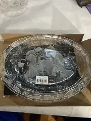 Mikasa Nativity Etched Oval Glass Plaque 9.5" Christmas Dwk42
