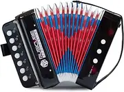 MUSICUBE Kids Accordion Instrument Toys 10 Keys Button Small Accordion for Boys & Girls Educational Musical Instrument Toys Thanksgiving Gift Choice (BLACK)