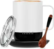 Vsitoo Temperature Control Smart Mug 2 with Lid, 14 oz, 90 Min Battery Life - APP & Manual Controlled Heated Coffee Mug (White)