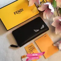 在飛比找蝦皮購物優惠-FENDI芬迪 怪獸系列 錢夾 皮夾 長夾 銀色立體 小眼睛