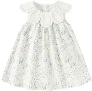 [DAVE & BELLA] DAVE&BELLA Toddler Girls Boho Dress Sleeveless Floral Print Summer Princess Dress Baby Kids Casual Beach Sundress Playwear